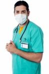 Half Length Portrait Of A Male Surgeon Stock Photo