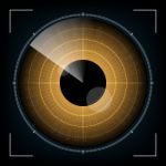 Technology Digital Future Abstract Radar Screen Looking Eye Back Stock Photo