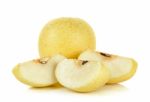 Yellow Pear Isolated On The White Background Stock Photo