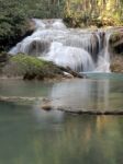 Waterfall That Flows Down To The Floor Stock Photo