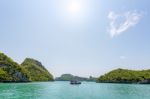 Boat For Travel Anchored In The Sea Stock Photo