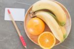 Healthy Fruits With Oranges And Bananas Stock Photo