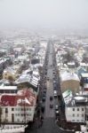 View Over Reykjavik From Hallgrimskirkja Church Stock Photo