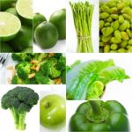 Green Healthy Food Collage Collection Stock Photo