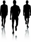 Silhouette Guys Walking Stock Photo