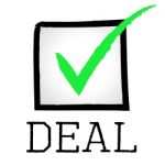 Tick Deal Means Hot Deals And Bargain Stock Photo