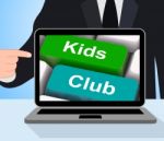 Kids Club Computer Mean Childrens Playing And Entertainment Stock Photo