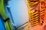 Fiber Optic With Servers In A Technology Data Center Stock Photo