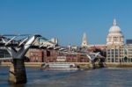 Millennium Bridge And St Pauls Cathedral Stock Photo