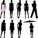 Silhouette Fashion Girls Stock Photo