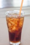 A Glass Of Cola With Ice Stock Photo