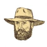 Bearded Cowboy Head Drawing Stock Photo