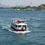 Istanbul, Turkey - May 24 : View Of Boats And Buildings Along The Bosphorus In Istanbul Turkey On May 24, 2018. Unidentified People Stock Photo