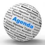 Agenda Sphere Definition Means Schedule Planner Or Reminder Stock Photo