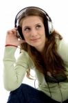 Young Woman Listening To Music Stock Photo