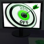 Twenty-five Percent Off On Monitor Shows Promotions Stock Photo