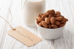 Almond Milk Organic Healthy Nut Vegan Vegetarian Drink Stock Photo