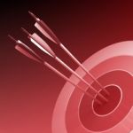 Arrows Hitting The Center Of Target - Success Business Concept Stock Photo