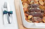 Beef Olives With Vegetables Stock Photo