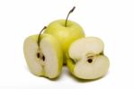 Pile Of Fresh And Healthy Yellow Apples Stock Photo