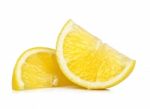 Slice Of Lemon Isolated On White Background Stock Photo