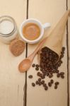 Espresso Coffee And Beans Stock Photo