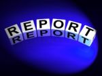 Report Dice Represent Reported Information Or Articles Stock Photo