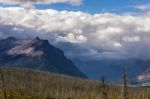 Purple Mountains Next To Lower Two Medicine Lake Stock Photo