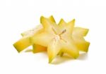 Sliced Star Apple Isolated On The White Background Stock Photo