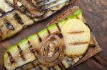 Grilled Vegetables On Bread Stock Photo