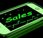 Sales On Smartphone Showing Mobile Marketing Stock Photo