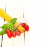 Italian Spaghetti Pasta Tomato And Basil Stock Photo