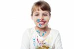 Smiling Cute Kid With Painted Face Stock Photo