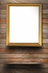 Photo Frame On Wood Wall Stock Photo