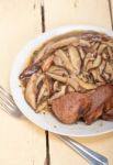 Venison Deer Game Filet And Wild Mushrooms Stock Photo