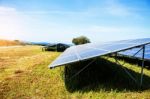 Solar Panels On The Lawn Stock Photo