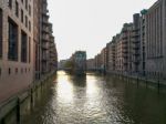 Speicherstadt Warehouse District Of Hamburg In Evening Stock Photo