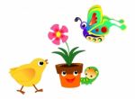 Flowerpot And Friends Stock Photo