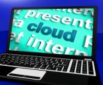 Cloud On Laptop Shows Network Computing Or Networking Services Stock Photo