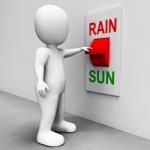 Sun Rain Switch Shows Weather Forecast Sunny Or Raining Stock Photo