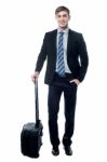 Successful Entrepreneur Holding His Baggage Stock Photo