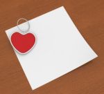 Heart Clip On Note Shows Affection Note Or Love Letter Stock Photo