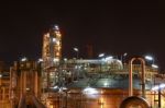 Petro And Chemical Plant - Night Scene Stock Photo