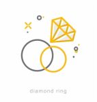 Thin Line Icons, Diamond Ring Stock Photo