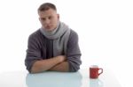 Young Male With Coffee Mug Stock Photo