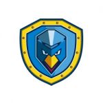 Blue Chicken Mohawk Shield Icon Stock Photo