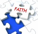 Faith Jigsaw Showing Religious Spiritual Belief Or Trust Stock Photo