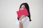 Portrait Of Thai Teen Beautiful Girl Reading Book Stock Photo