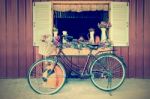 Old Bicycle And Flowers In Vintage Style Stock Photo