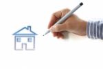 Man Draw The House Stock Photo